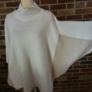 NOTE DI ANITA Wool Cashmere Sweater Poncho One Size Ivory Camel Made in Italy